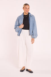 Eleanor Barrel Pant - White