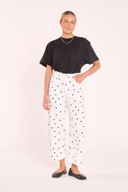 Lola Cropped Barrel Jean - Black Spot