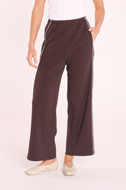 Noah Cropped Pant - Dark Chocolate Piping