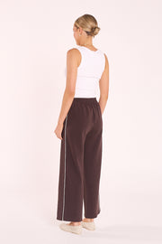 Noah Cropped Pant - Dark Chocolate Piping