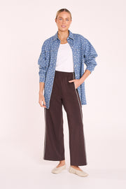 Noah Cropped Pant - Dark Chocolate Piping