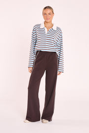 Finn Long Sleeve Rugby Top -  Blue Chocolate Stripe