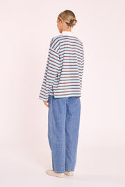 Finn Long Sleeve Rugby Top -  Blue Chocolate Stripe