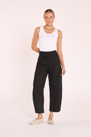 Charlie Cropped Barrel Pant - Black