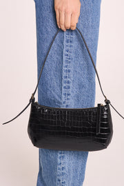 Elizabeth Shoulder Bag - Black Croc
