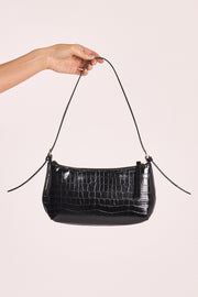 Elizabeth Shoulder Bag - Black Croc