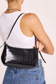 Elizabeth Shoulder Bag - Black Croc