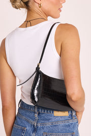Elizabeth Shoulder Bag - Black Croc