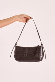 Elizabeth Shoulder Bag - Chocolate Croc