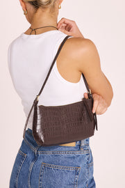 Elizabeth Shoulder Bag - Chocolate Croc