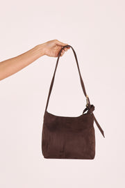 Freya Shoulder Bag - Dark Cacao Suede