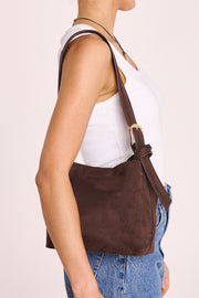 Freya Shoulder Bag - Dark Cacao Suede