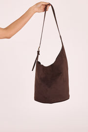 Genna Shoulder Bag - Dark Cacao Suede
