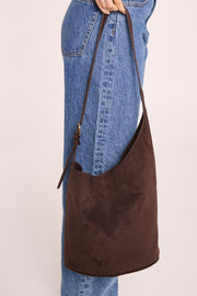 Genna Shoulder Bag - Dark Cacao Suede