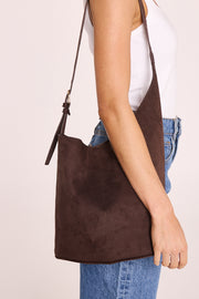Genna Shoulder Bag - Dark Cacao Suede