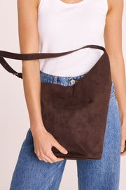 Genna Shoulder Bag - Dark Cacao Suede
