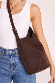 Genna Shoulder Bag - Dark Cacao Suede