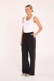 Rae Wide Pant – Black Camel Stripe