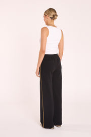 Rae Wide Pant – Black Camel Stripe