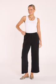 Rae Cropped Pant – Black Camel Stripe