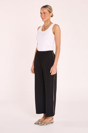 Rae Cropped Pant – Black Camel Stripe