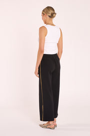 Rae Cropped Pant – Black Camel Stripe