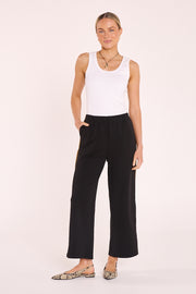 Rae Cropped Pant – Black Camel Stripe