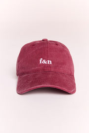 Gigi Washed Denim Cap - Burgundy