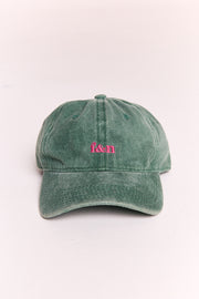 Gigi Washed Denim Cap - Forest Green