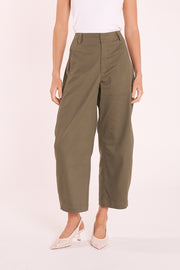 Charlie Cropped Barrel Pant - Khaki