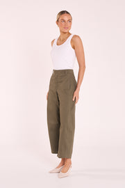 Charlie Cropped Barrel Pant - Khaki