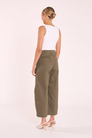 Charlie Cropped Barrel Pant - Khaki