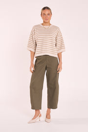 Charlie Cropped Barrel Pant - Khaki