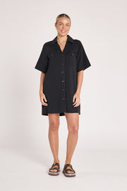 Arlo Shirt Dress - Black