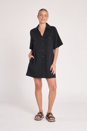Arlo Shirt Dress - Black