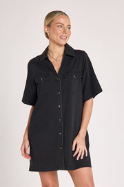 Arlo Shirt Dress - Black