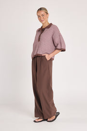 Hunter Top - Chocolate Pink Stripe