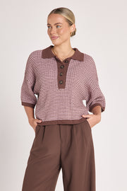 Hunter Top - Chocolate Pink Stripe