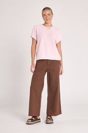 Faye Knitted Tee - Powder Pink