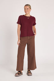Faye Knitted Tee - Burgundy