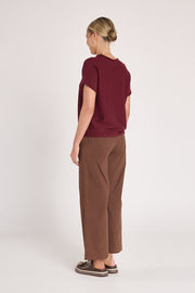Faye Knitted Tee - Burgundy