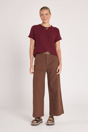 Faye Knitted Tee - Burgundy