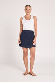 Violet Wrap Skirt - Dark Indigo