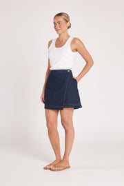 Violet Wrap Skirt - Dark Indigo