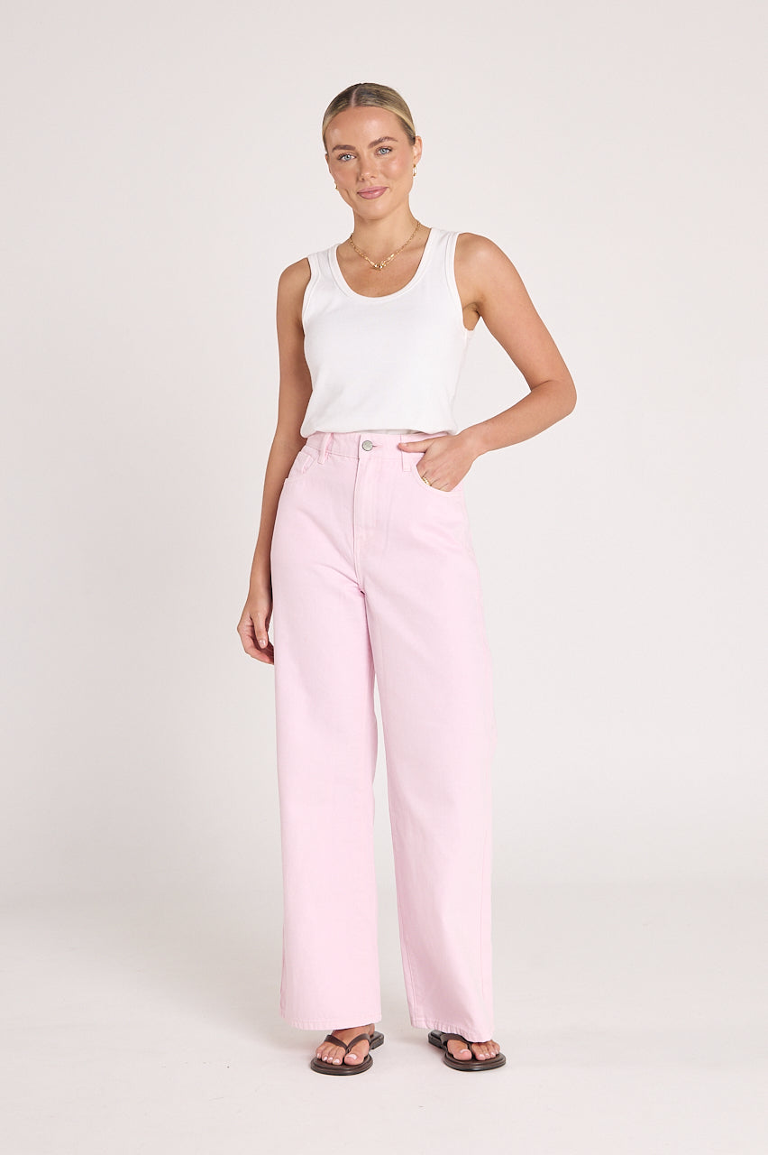 Cassie Wide Leg Jean - Pink – Feather & Noise Cassie Wide Leg Jean - Pink – Feather & Noise