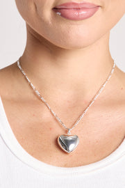Remi Large Heart Necklace - Silver