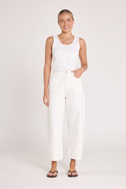 PRE-ORDER Lola Cropped Barrel Jean - White
