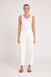PRE-ORDER Lola Cropped Barrel Jean - White