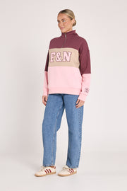 Varsity Logo Sweater - Pink Plum Stripe