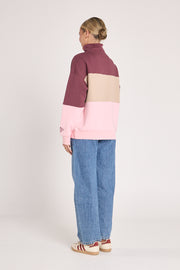 Varsity Logo Sweater - Pink Plum Stripe